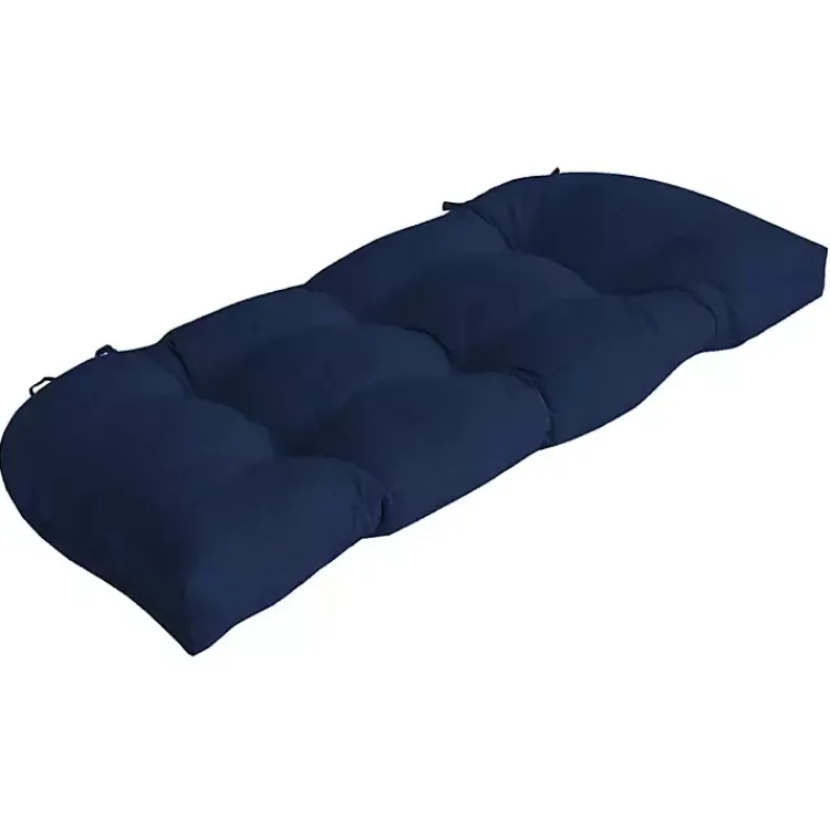 Outdoor Cushions & Pillows-Kirklands Home Sapphire Leala Texture Wicker Settee Cushion Blue