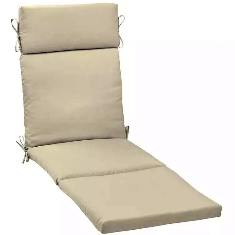 Outdoor Cushions & Pillows-Kirklands Home Taupe Leala Texture Outdoor Chaise Cushion Tan