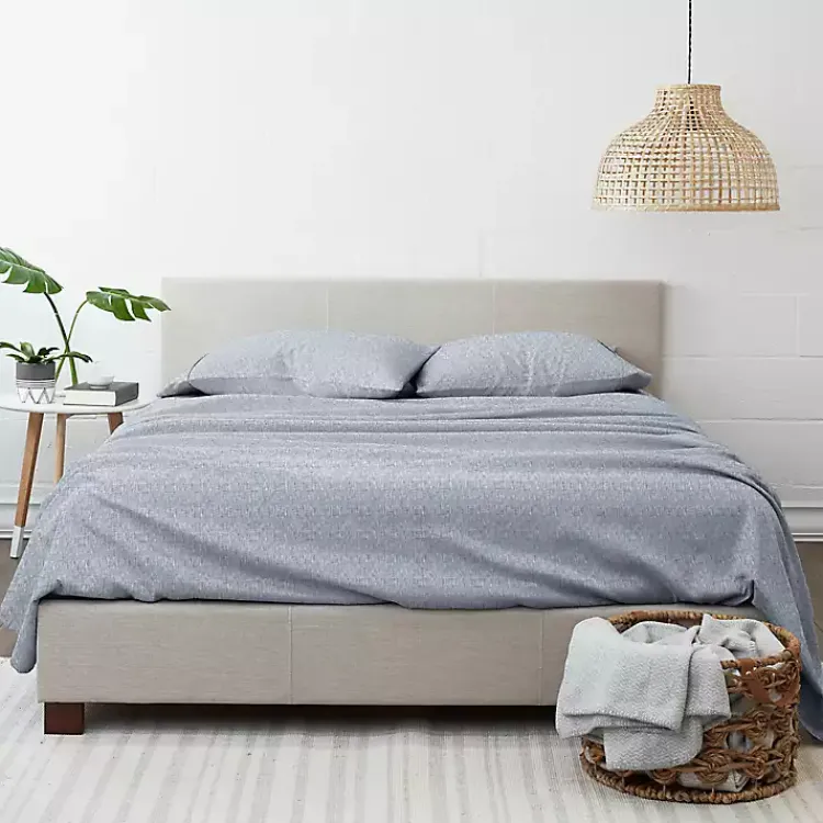 Bed Sheets-Kirklands Home Light Chambray 4-pc. King Bed Sheet Set Blue