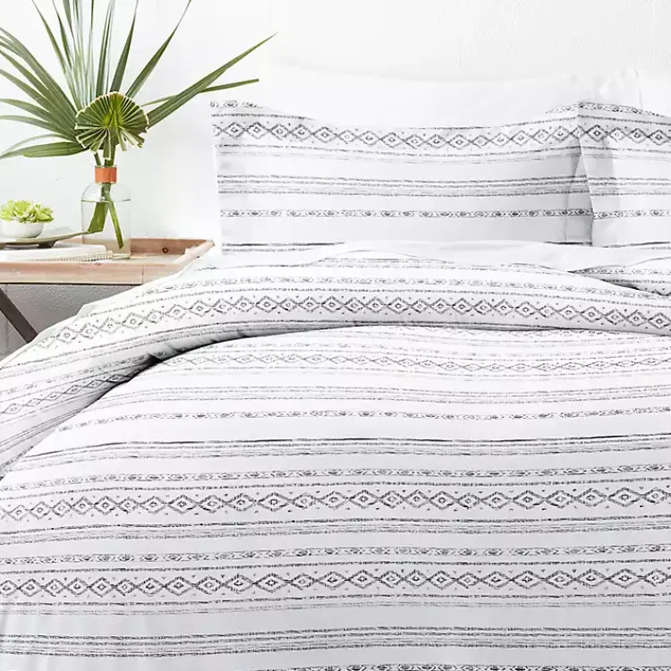 Duvets-Kirklands Home Gray Geometric 3-pc. King Duvet Cover Set
