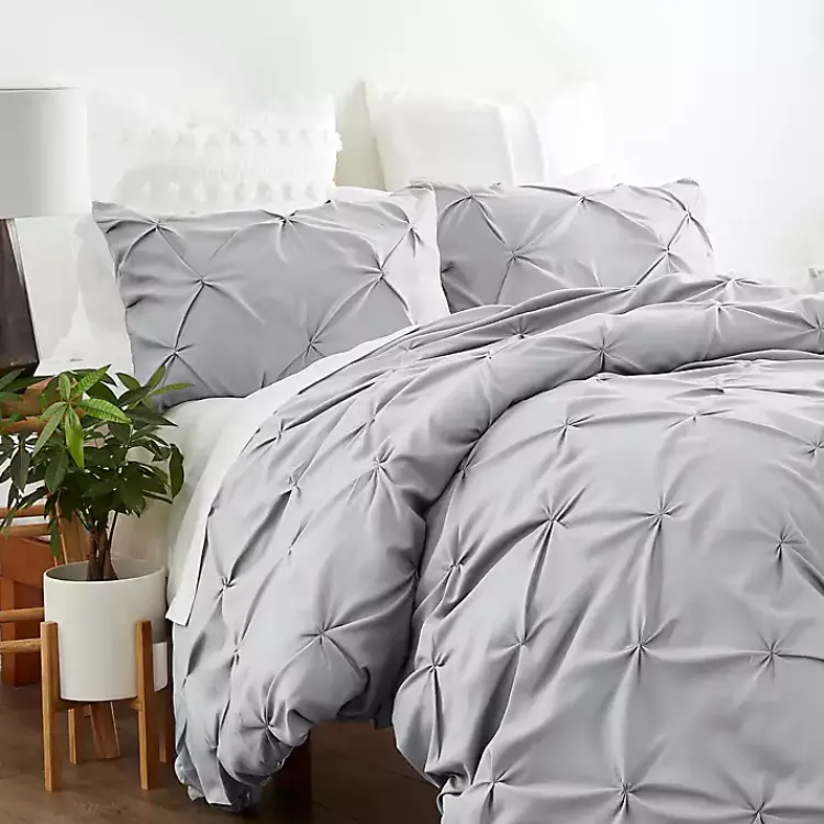 Duvets-Kirklands Home Light Soft Pinched 3-pc. King Duvet Cover Set Gray