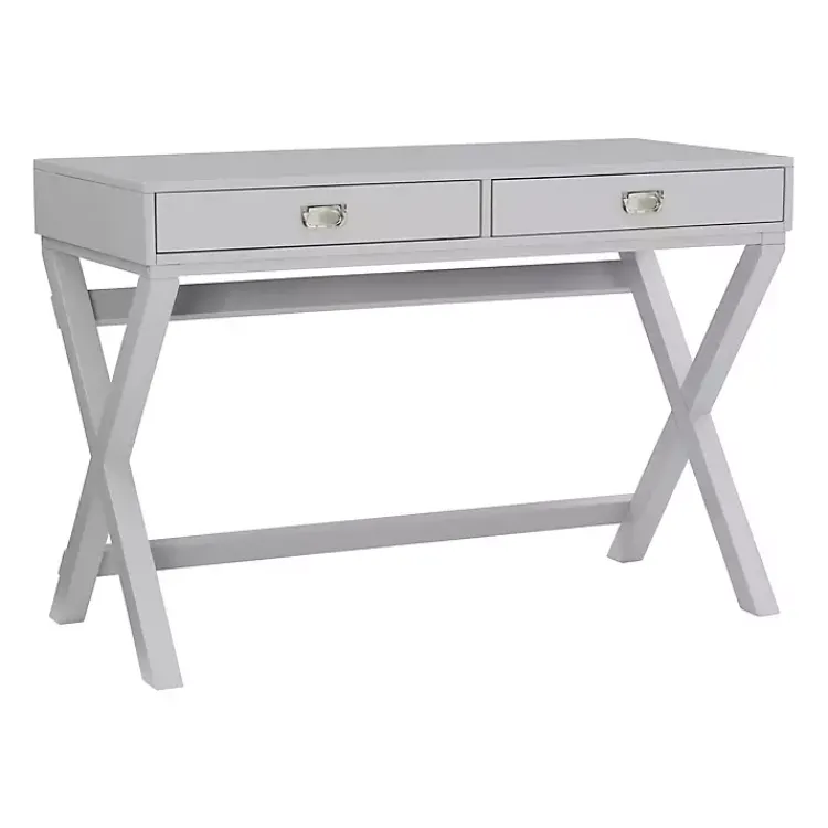 Office Furniture-Kirklands Home 2-Drawer X-Frame Desk Gray