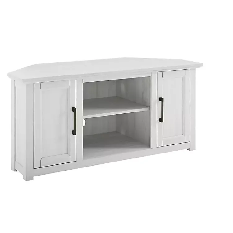 Tv Stands & Media Consoles-Kirklands Home Rustic White Katy-Corner TV Stand