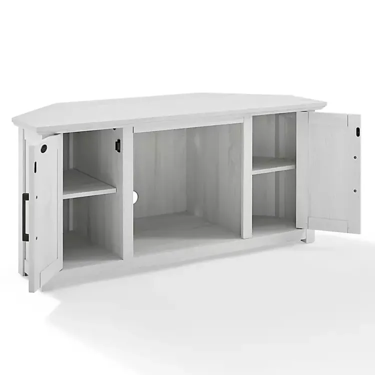 Tv Stands & Media Consoles-Kirklands Home Rustic White Katy-Corner TV Stand