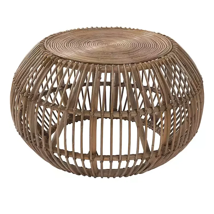 Coffee Tables-Kirklands Home Natural Woven Rat Round Coffee Table Tan