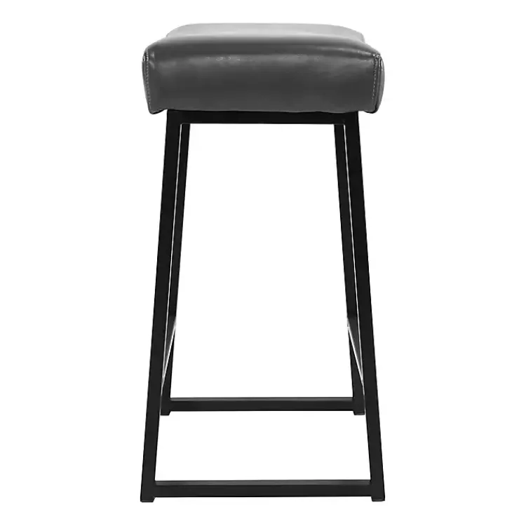 Bar Stools & Counter Height Stools-Kirklands Home Smokey Faux Leather Counter Stools, Set of 2 Gray