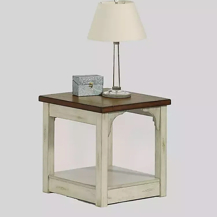 Accent & End Tables-Kirklands Home Mary and Natural Wooden Square Accent Table White
