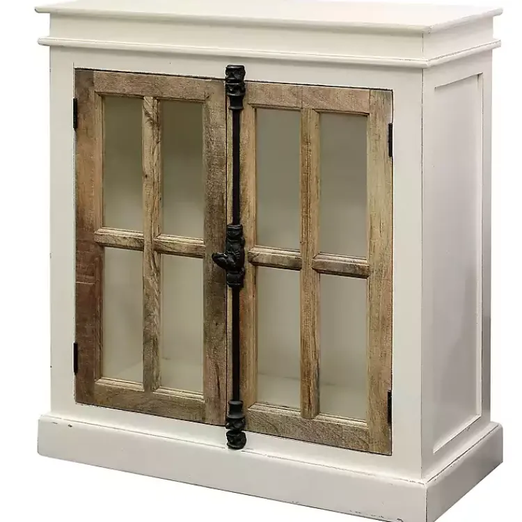Cabinets & Sideboards-Kirklands Home White Marengo Windowpane 2-Door Cabinet