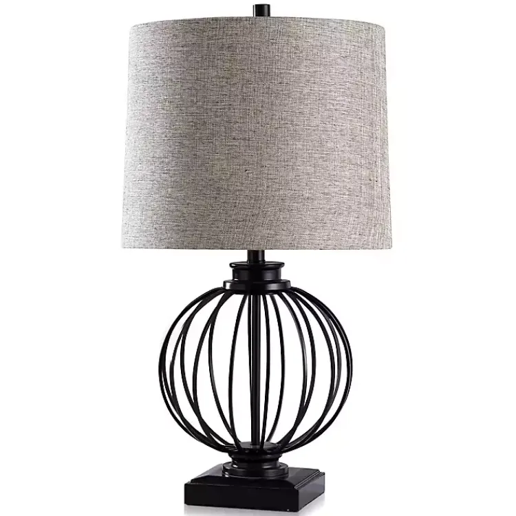 Table Lamps-Kirklands Home Black Metal Globe Table Lamp Gray