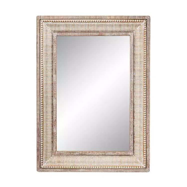 Decorative Mirrors-Kirklands Home Gold and White Washed Carved Frame Mirror