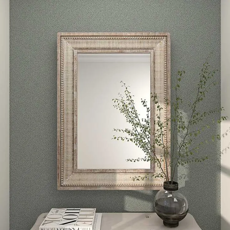 Decorative Mirrors-Kirklands Home Gold and White Washed Carved Frame Mirror
