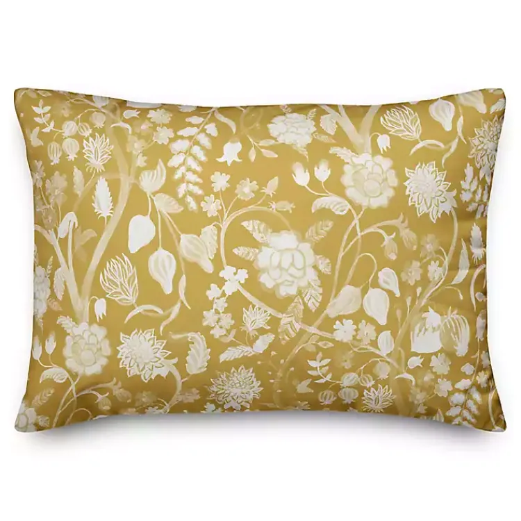 Outdoor Cushions & Pillows-Kirklands Home Yellow Marigold Outdoor Lumbar Pillow