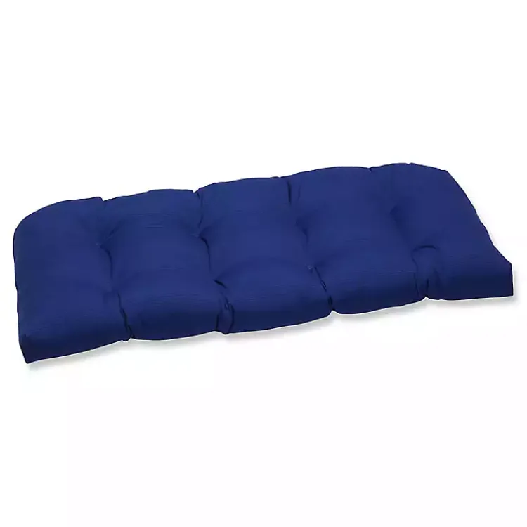 Outdoor Cushions & Pillows-Kirklands Home Navy Tufted Outdoor Loveseat Cushion Blue