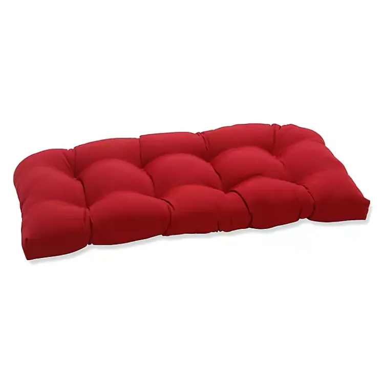 Outdoor Cushions & Pillows-Kirklands Home Tufted Outdoor Loveseat Cushion Red