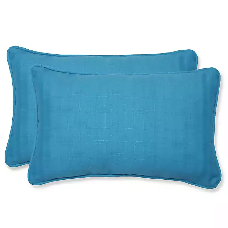 Outdoor Cushions & Pillows-Kirklands Home Turquoise Welt Outdoor Lumbar Pillows, Set of 2 Blue