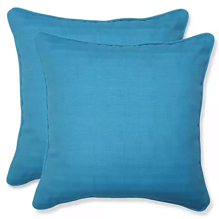 Outdoor Cushions & Pillows-Kirklands Home Turquoise Welt Outdoor Pillows, Set of 2 Blue