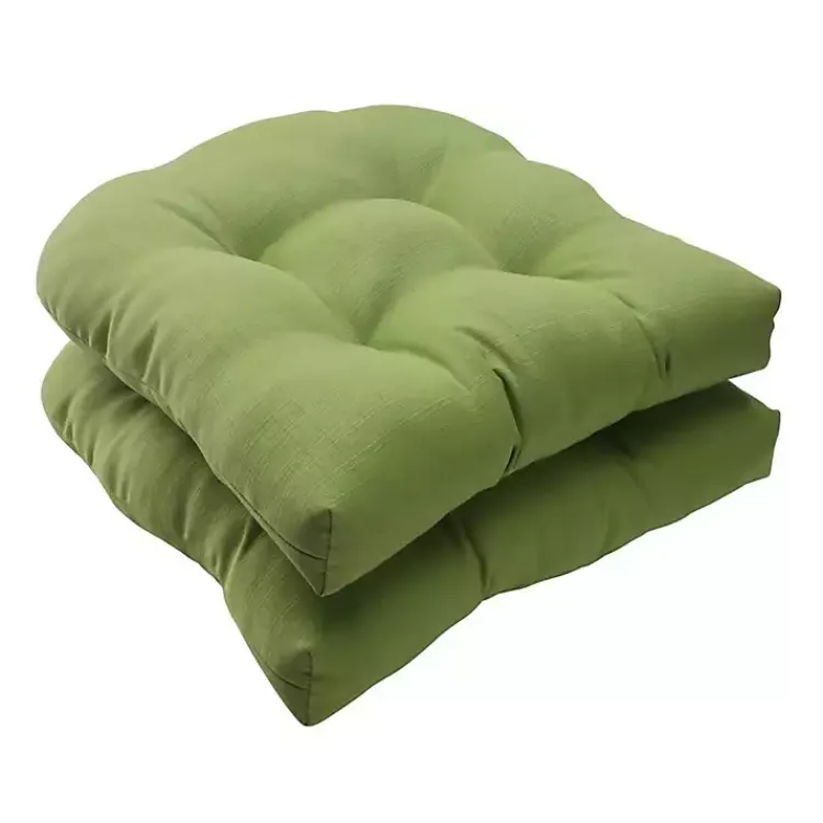 Outdoor Cushions & Pillows-Kirklands Home Forest Tufted Outdoor Wicker Cushions, Set of 2 Green