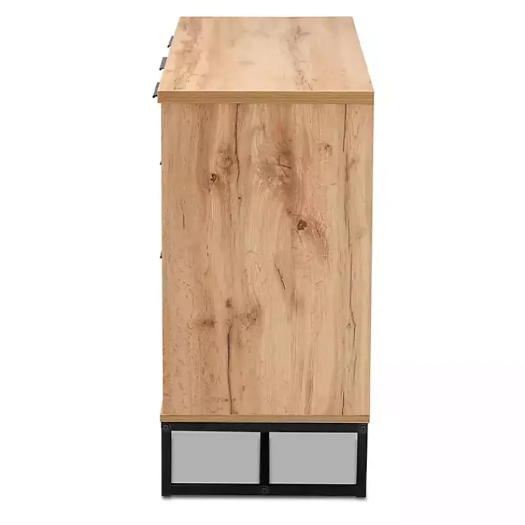 Cabinets & Sideboards-Kirklands Home Oak Wood and Metal Sideboard Buffet