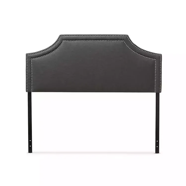 Beds & Headboards-Kirklands Home Dark Scalloped Corner Queen Headboard Gray
