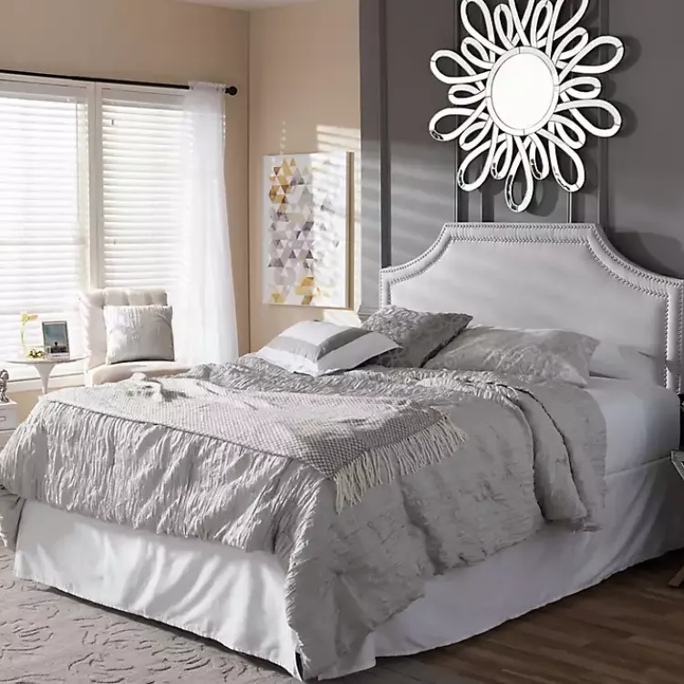 Beds & Headboards-Kirklands Home Scalloped Corner Queen Headboard Gray
