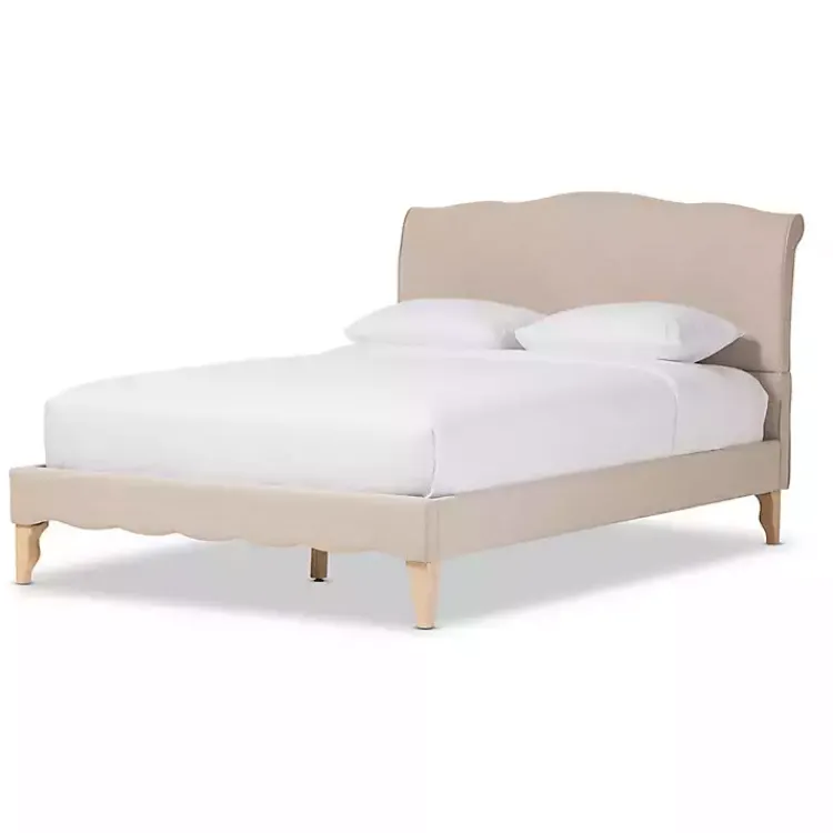 Beds & Headboards-Kirklands Home Beige Classic French Queen Platform Bed Tan