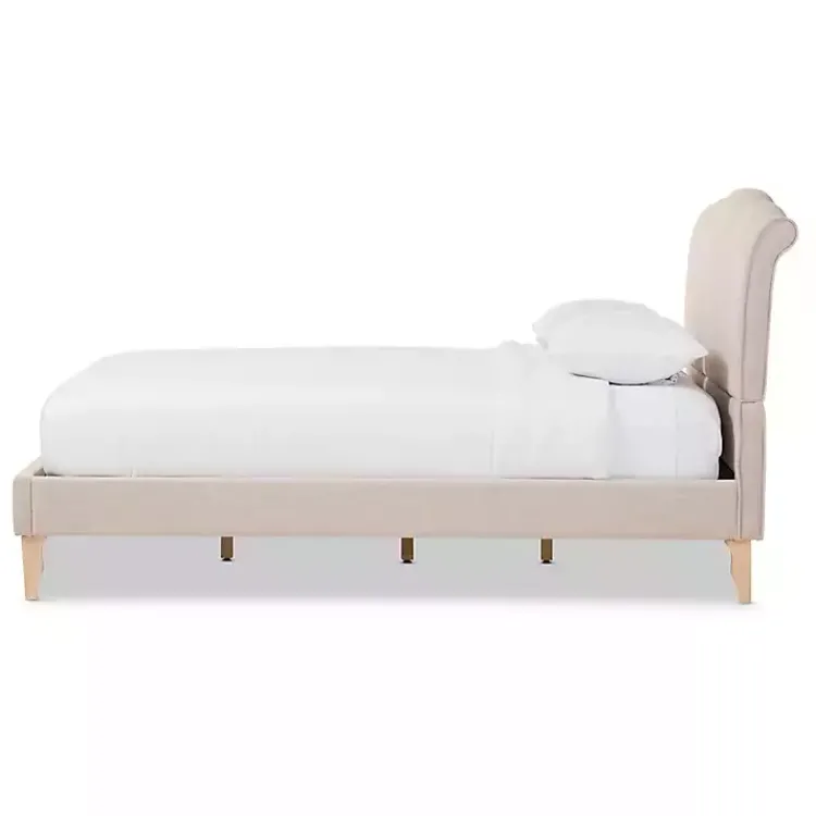 Beds & Headboards-Kirklands Home Beige Classic French Queen Platform Bed Tan