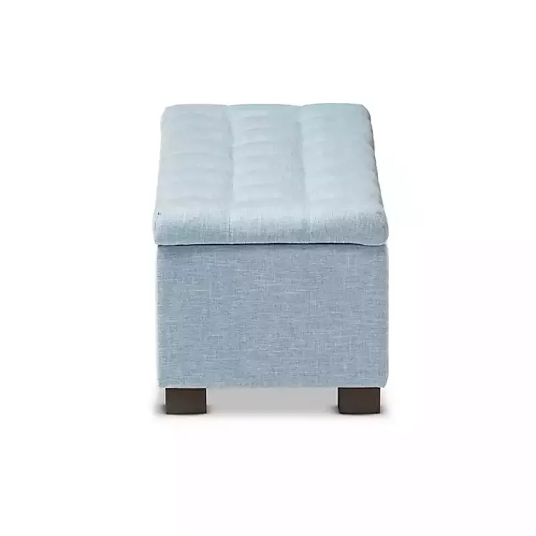 Benches & Ottomans-Kirklands Home Light Grid Tufted Upholstered Ottoman Blue