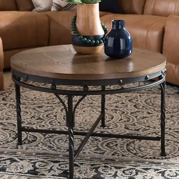 Coffee Tables-Kirklands Home Antique Bronze Round Coffee Table