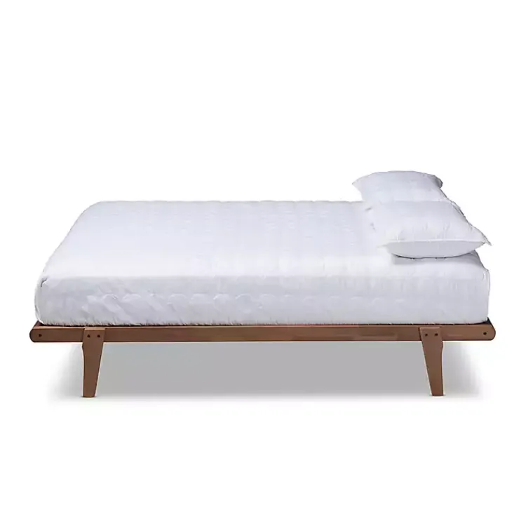 Beds & Headboards-Kirklands Home Walnut Wood Full Platform Bed Brown