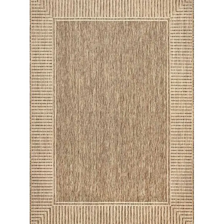 Outdoor Rugs-Kirklands Home Asia Stripe Border Outdoor Rug, 8x10 Brown