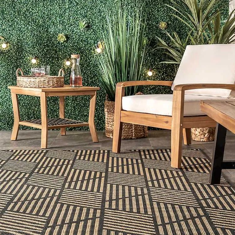 Outdoor Rugs-Kirklands Home Lori Dark Gray Modern Geometric Outdoor Rug, 8x10