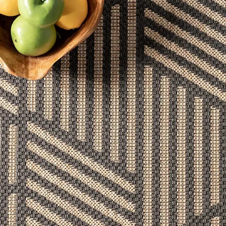 Outdoor Rugs-Kirklands Home Lori Dark Gray Modern Geometric Outdoor Rug, 8x10