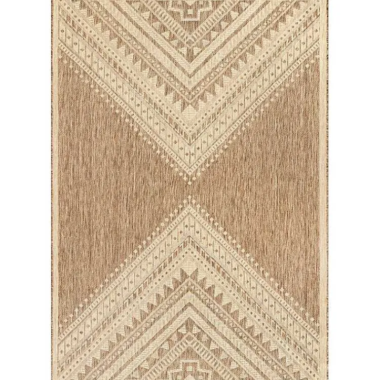 Outdoor Rugs-Kirklands Home Landy Aztec Outdoor Rug, 5x8 Tan