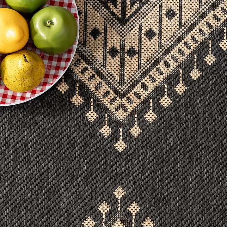 Outdoor Rugs-Kirklands Home Landy Dark Gray Aztec Outdoor Rug, 8x10