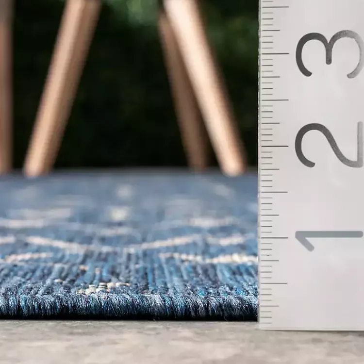 Outdoor Rugs-Kirklands Home Davon Blue Moroccan Trellis Outdoor Rug, 5x8