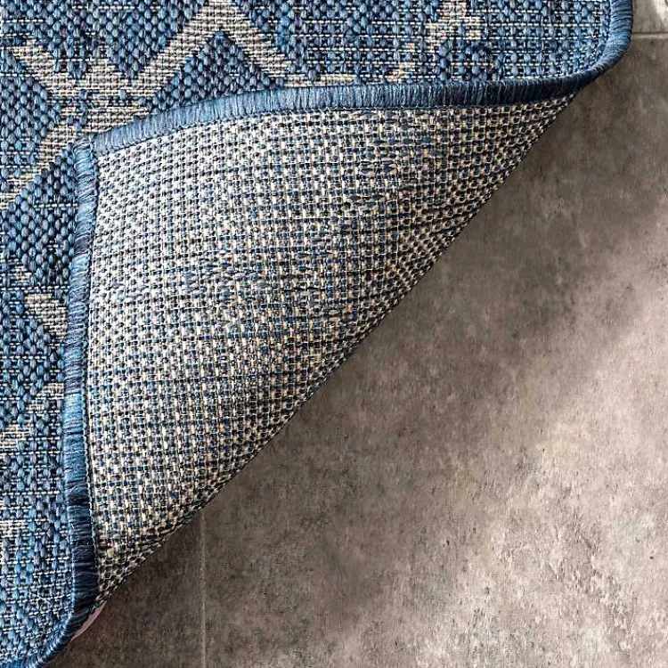 Outdoor Rugs-Kirklands Home Davon Blue Moroccan Trellis Outdoor Rug, 8x10