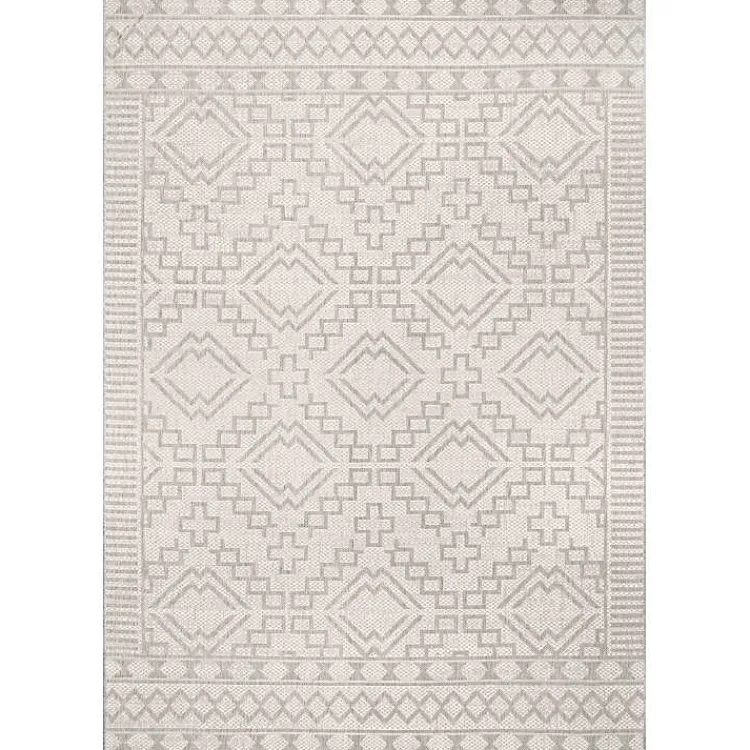 Outdoor Rugs-Kirklands Home Cammie Gray Moroccan Geometric Outdoor Rug, 8x10