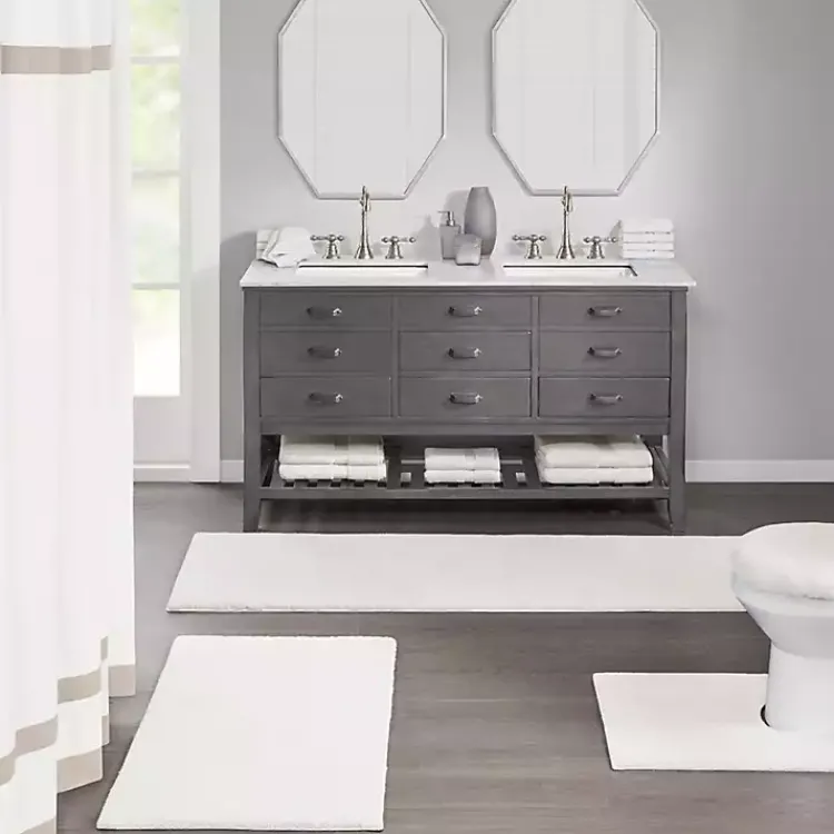 Bathroom Rugs-Kirklands Home Cream High Pile Marshmallow Bath Mat, 72 in. Ivory