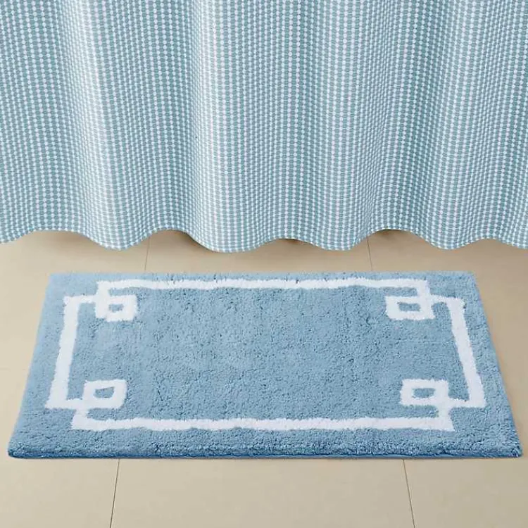 Bathroom Rugs-Kirklands Home Simple Trim Cotton Tufted Bath Mat, 40 in. Blue