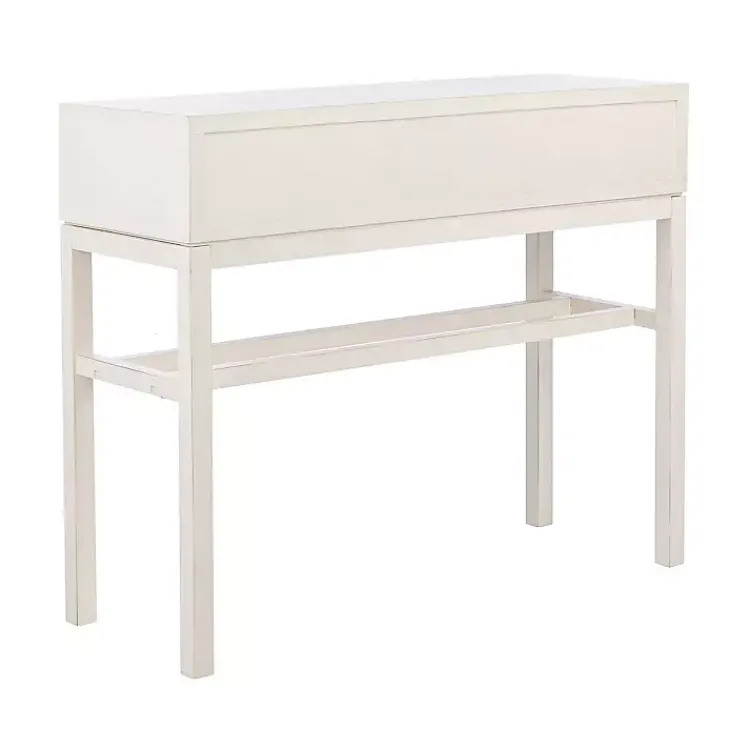 Console Tables-Kirklands Home White and Brown Herringbone Console Table