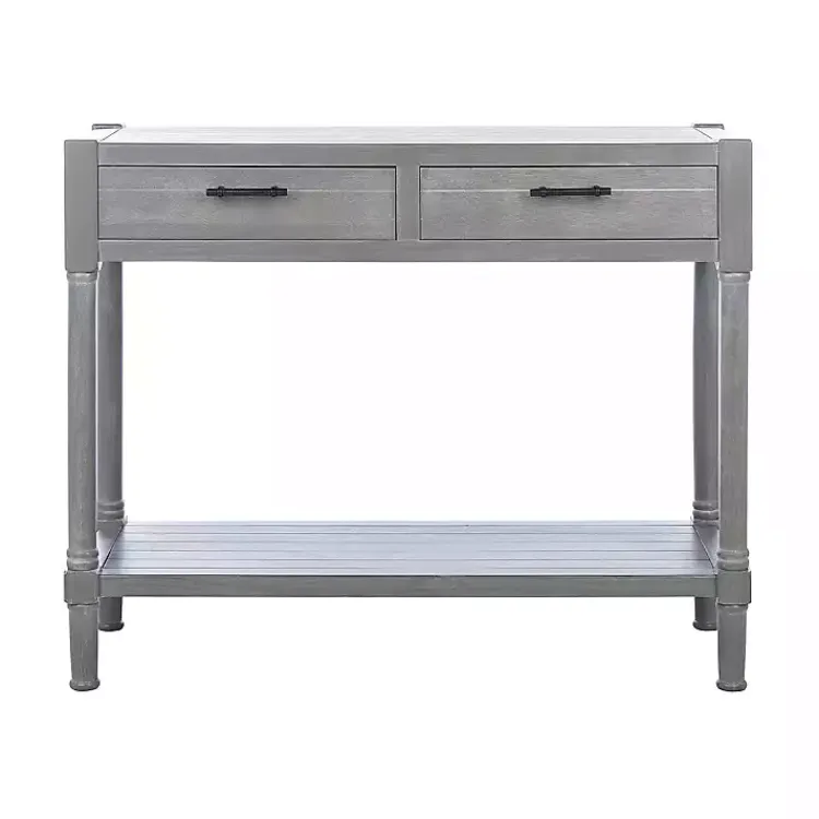 Console Tables-Kirklands Home Dove Turned Leg Rustic Console Table Gray