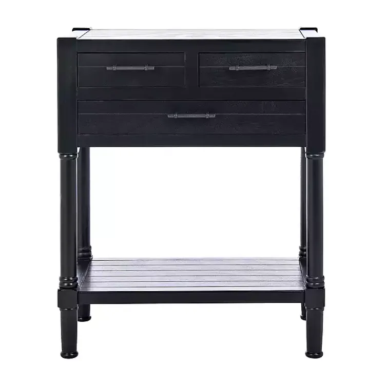 Console Tables-Kirklands Home Wilbert 3-Drawer Console Table Black