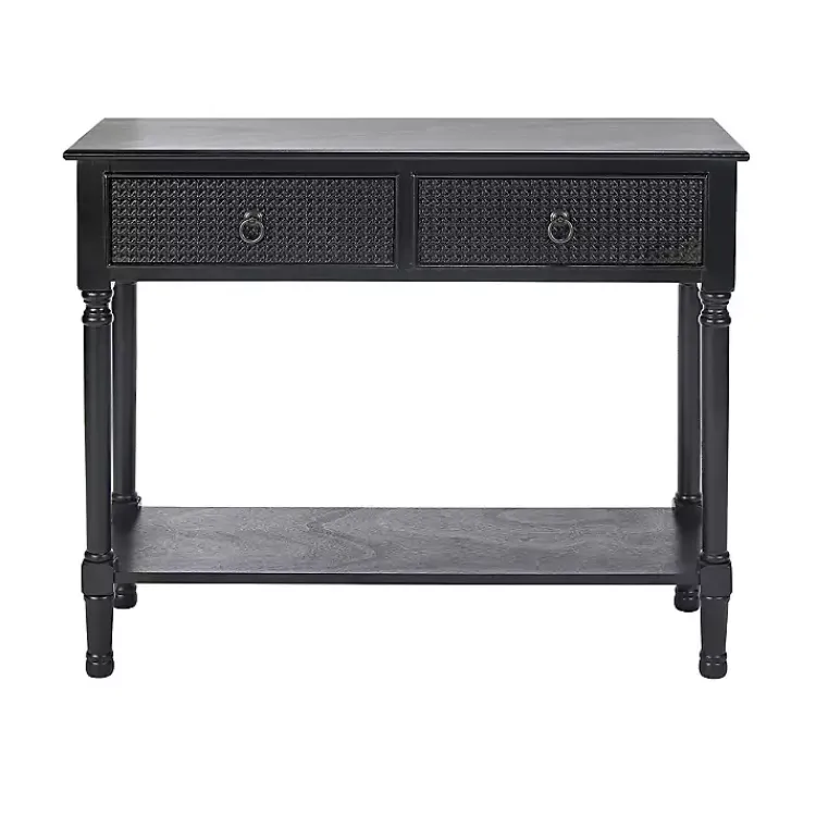 Console Tables-Kirklands Home Irma Textured Drawers Console Table Black