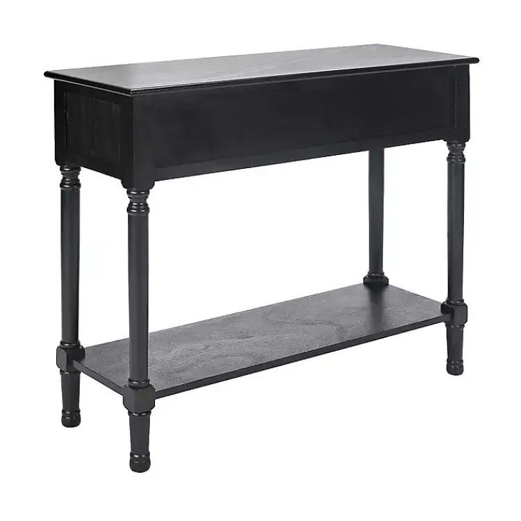 Console Tables-Kirklands Home Irma Textured Drawers Console Table Black