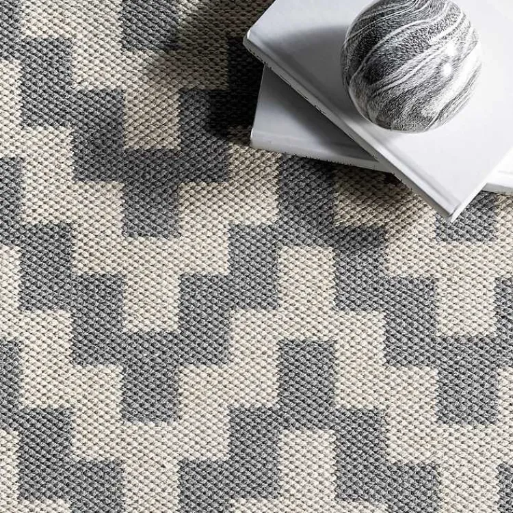 Area Rugs-Kirklands Home Gray Chevron Cotton Tassel Area Rug, 8x10