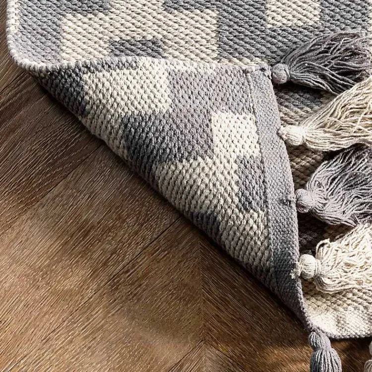 Area Rugs-Kirklands Home Gray Chevron Cotton Tassel Area Rug, 8x10