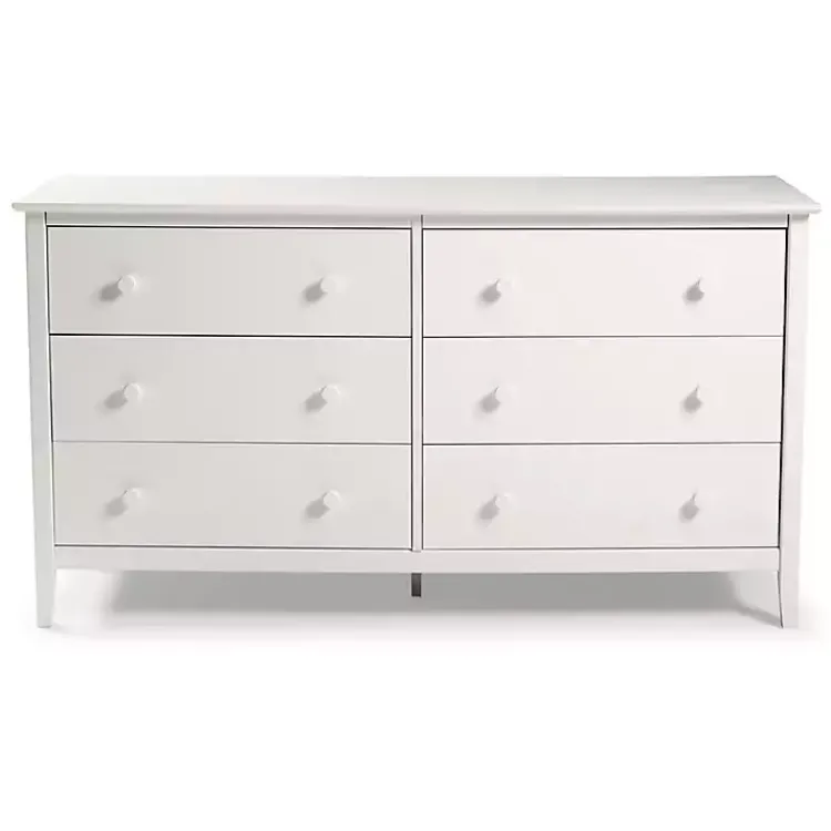 Dressers & Chests-Kirklands Home Brazilian Pine Wood 6-Drawer Dresser White