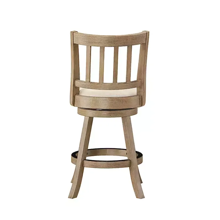 Bar Stools & Counter Height Stools-Kirklands Home Linen Slat Back Swivel Counter Stool Ivory