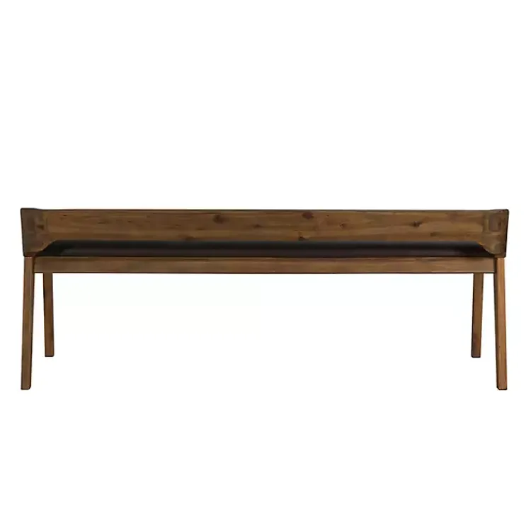 Benches & Ottomans-Kirklands Home Chestnut Acacia Wood Cushioned Bench Brown