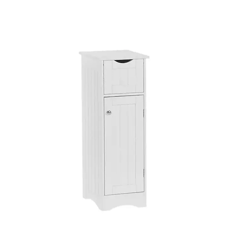 Bathroom Furniture-Kirklands Home Slim Single Door Cabinet with Drawer White